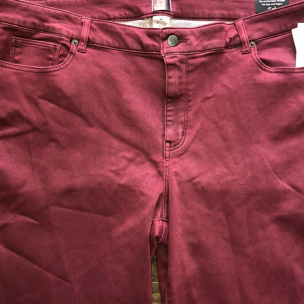 Dress Barn Burgundy All Day Stretch Straight Jeans - Picture 7 of 10